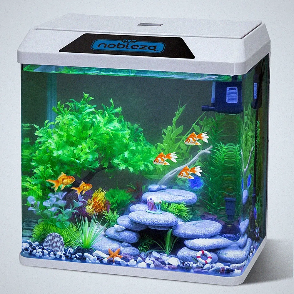 30L kleines Aquarium komplett mit integriertem Filtersystem und LED-Beleuchtung