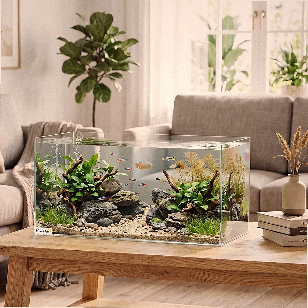 51L Aquarium, Glasaquarium mit schützender Bodenmatte, 60 x 30 x 30 cm