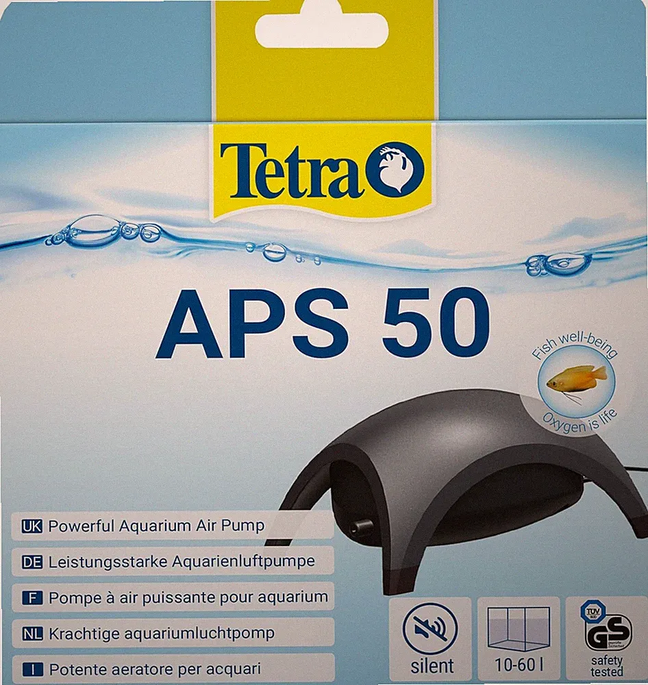 APS50 Silent Aquarium Luftpumpe für Aquarien, schwarz, 10 - 60 Liter