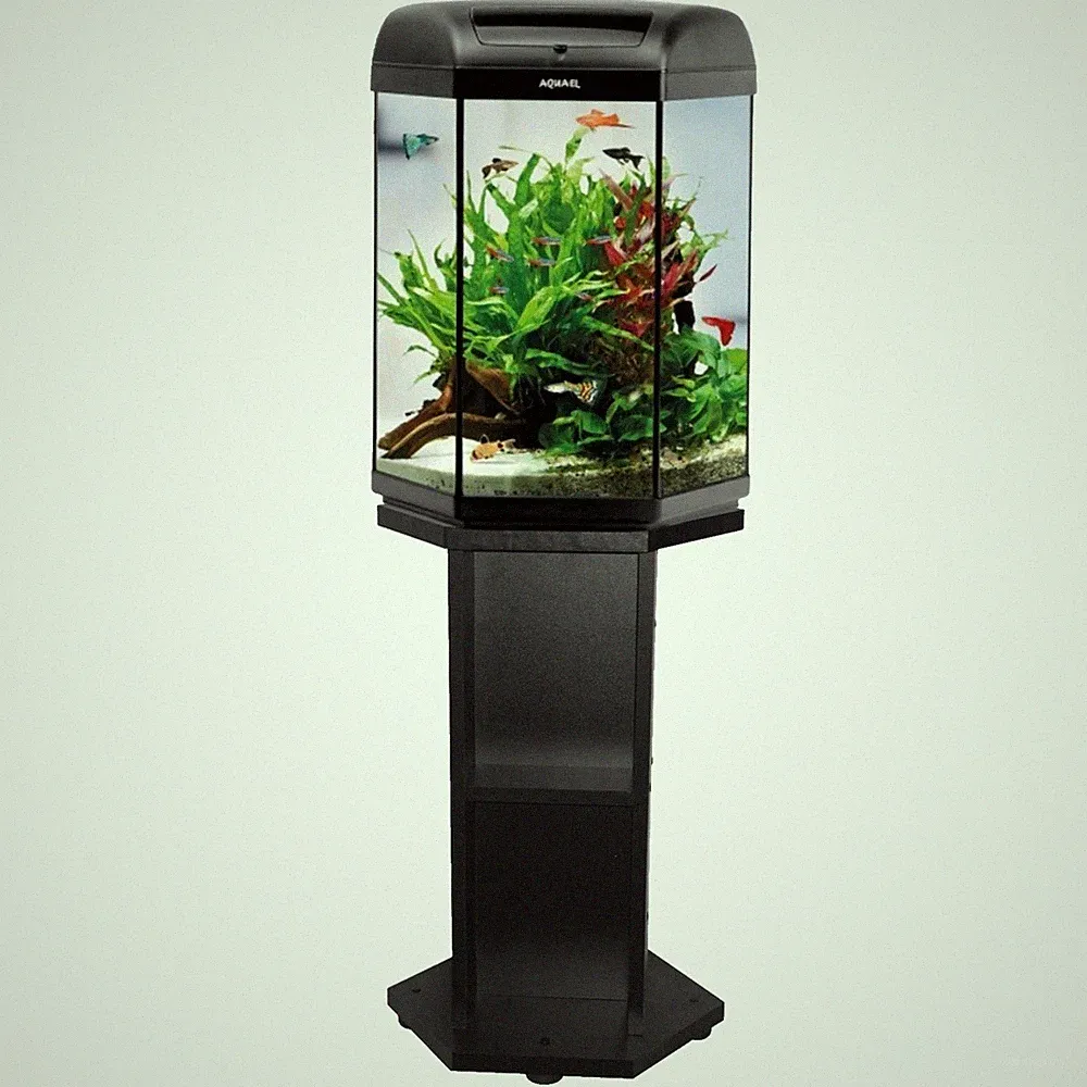 Aquael Aquarium Hexa Set schwarz 41x41x60cm 6-Eck 60 Liter Komplett Kombination