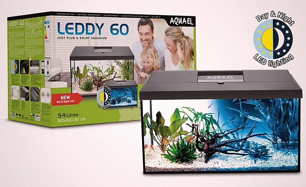 AQUAEL Aquariumset Leddy 60 Day & Night inkl. Heizung, Filter, LED (Mondlicht)