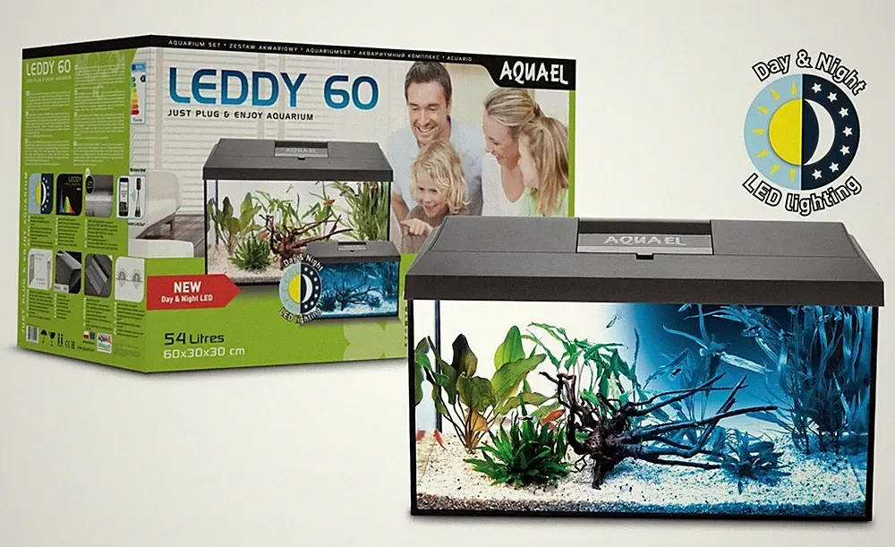 aquael leddy day&night 60 schwarz aquarium-set