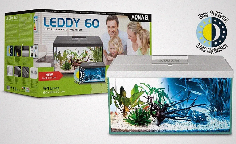 Aquael LEDDY DAY & NIGHT 60 Aquarium Set - 54L weiß - Komplettset Einsteiger