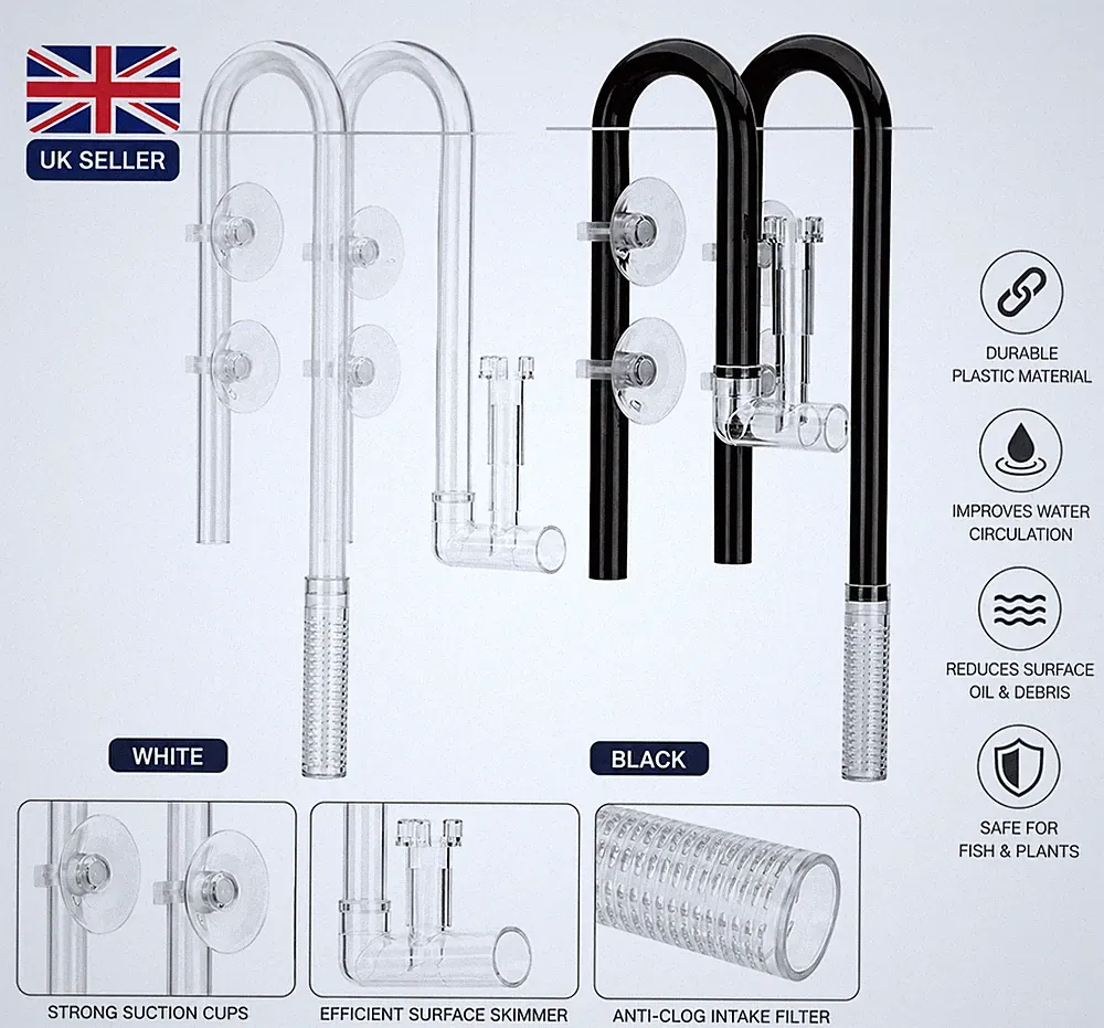 AQUAPRO Aquarium Lily Pipe Inflow & Outflow Set - Kunststoff Skimmer Inlet Outle..