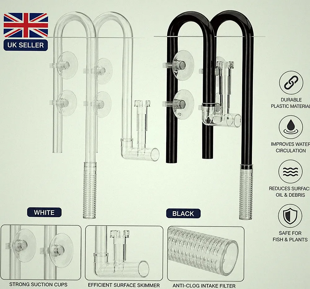 AQUAPRO Aquarium Lily Pipe Inflow & Outflow Set - Kunststoff Skimmer Inlet Outle..