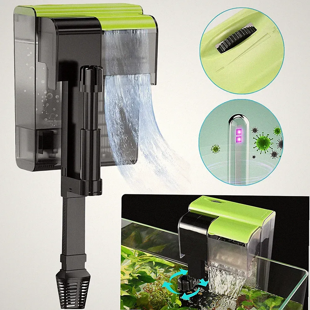 Aquarium Außenfilter 450L/h mit UVC Hangon Filter Wasserfallfilter Anhängefilter
