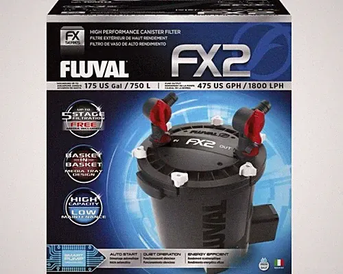 Aquarium-Außenfilter Fluval FX2 ca. 1800 l/h, für Aquarien bis 750 l, 27 W, schw