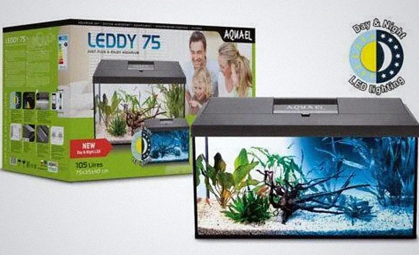 Aquarium Komplettset 105L LED mit Filter Heizer schwarz Aquael Set