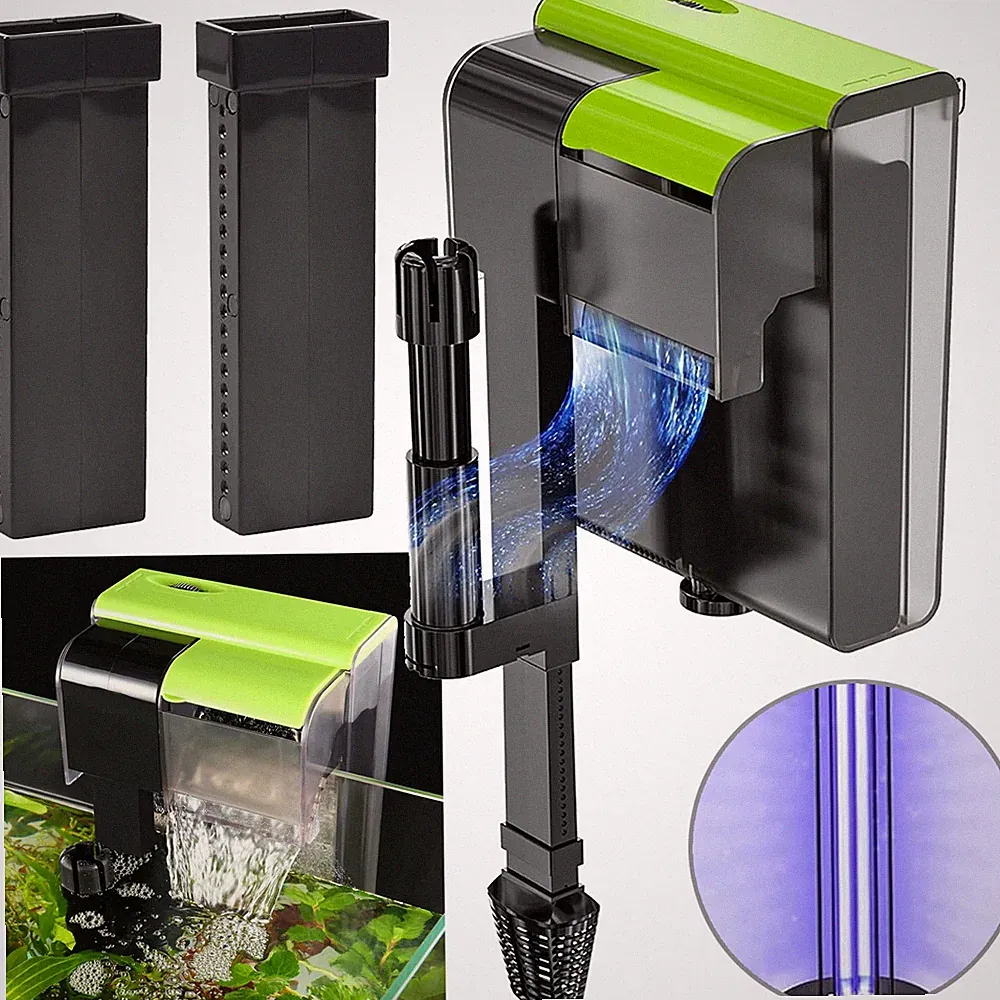 Außenfilter 450L/H Aquarium Filter mit UV 4-in1 Hängefilter für 10-100L Aquarien
