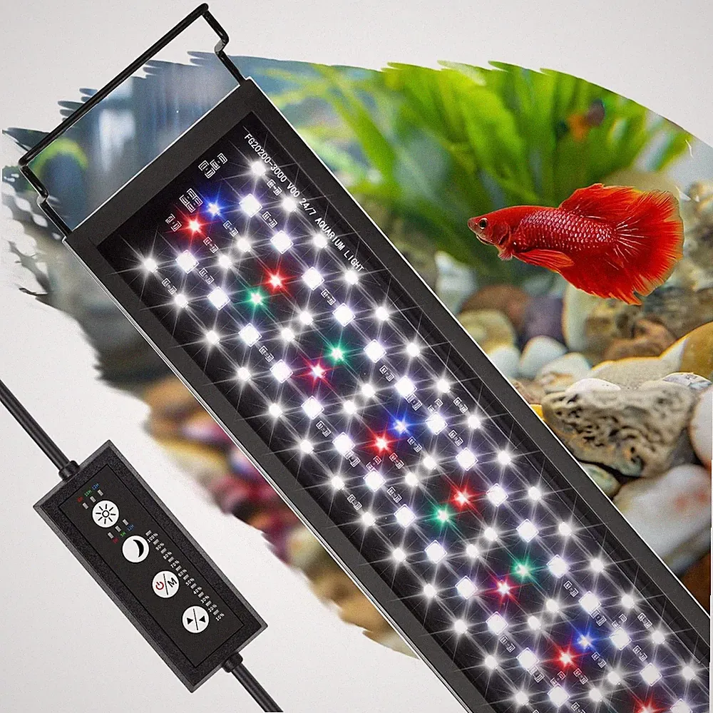 hygger Aquarium LED Beleuchtung 3 Modi 9 Farben 10 Helligkeit Timer Auszie