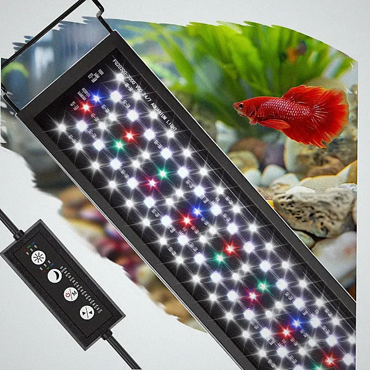 Hygger Aquarium LED Beleuchtung 3 Modi 9 Farben 10 Helligkeit Timer Halter