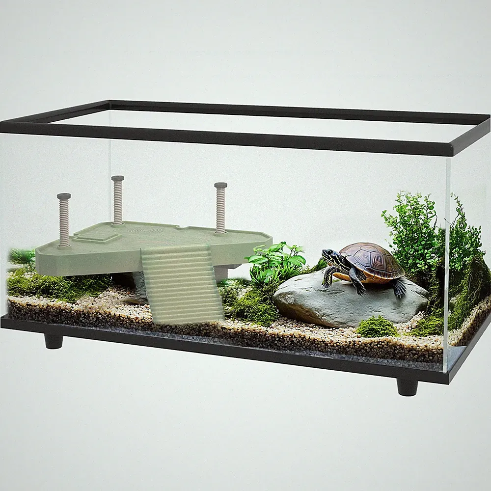 PawHut Schildkrötenbecken 50L Glas Schildkrötenaquarium mit einfacher Entwässerung, 60 x 30 x 32 cm