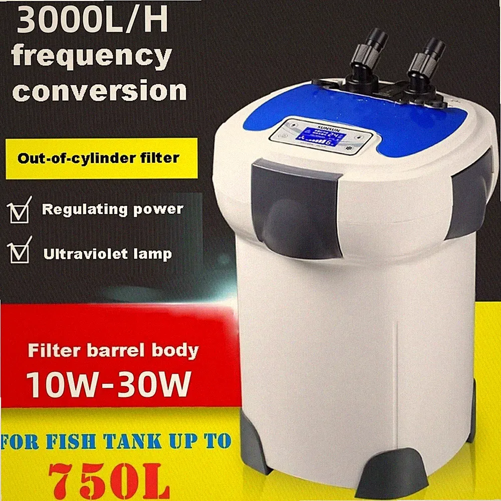 SUNSUN 3000L/h Außen Kanister Filter Fische Aquarium UV Sterilisator Durchflusskontrolle