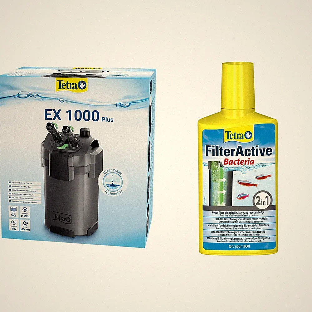Tetra Aquarium Außenfilter EX 1000 Plus für 300L mit FilterActive Bacteria 250ml
