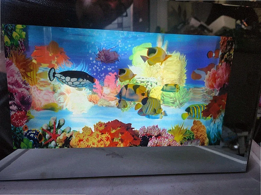 Y2K Living Aquarium Bewegung Hintergrundbeleuchtung Lampe Spiegelrand Ozean Geräusche